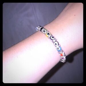 Multi colored evil eye stretch bracelet